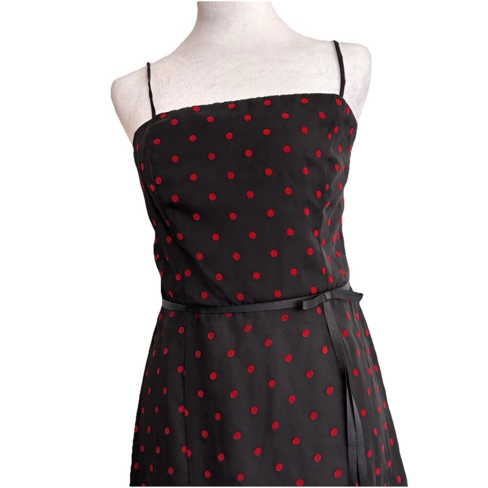CDC Black Red Polka Dot Dress Size 10 Spaghetti Straps Chiffon Fairy Whimsygoth - Picture 2 of 7